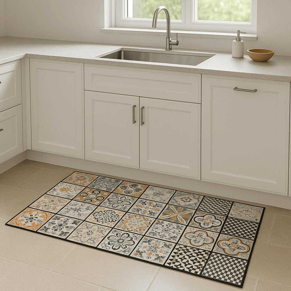 Tappeto design da cucina antiscivolo lungo – Motivo a quadri (1 o 2 pezzi)