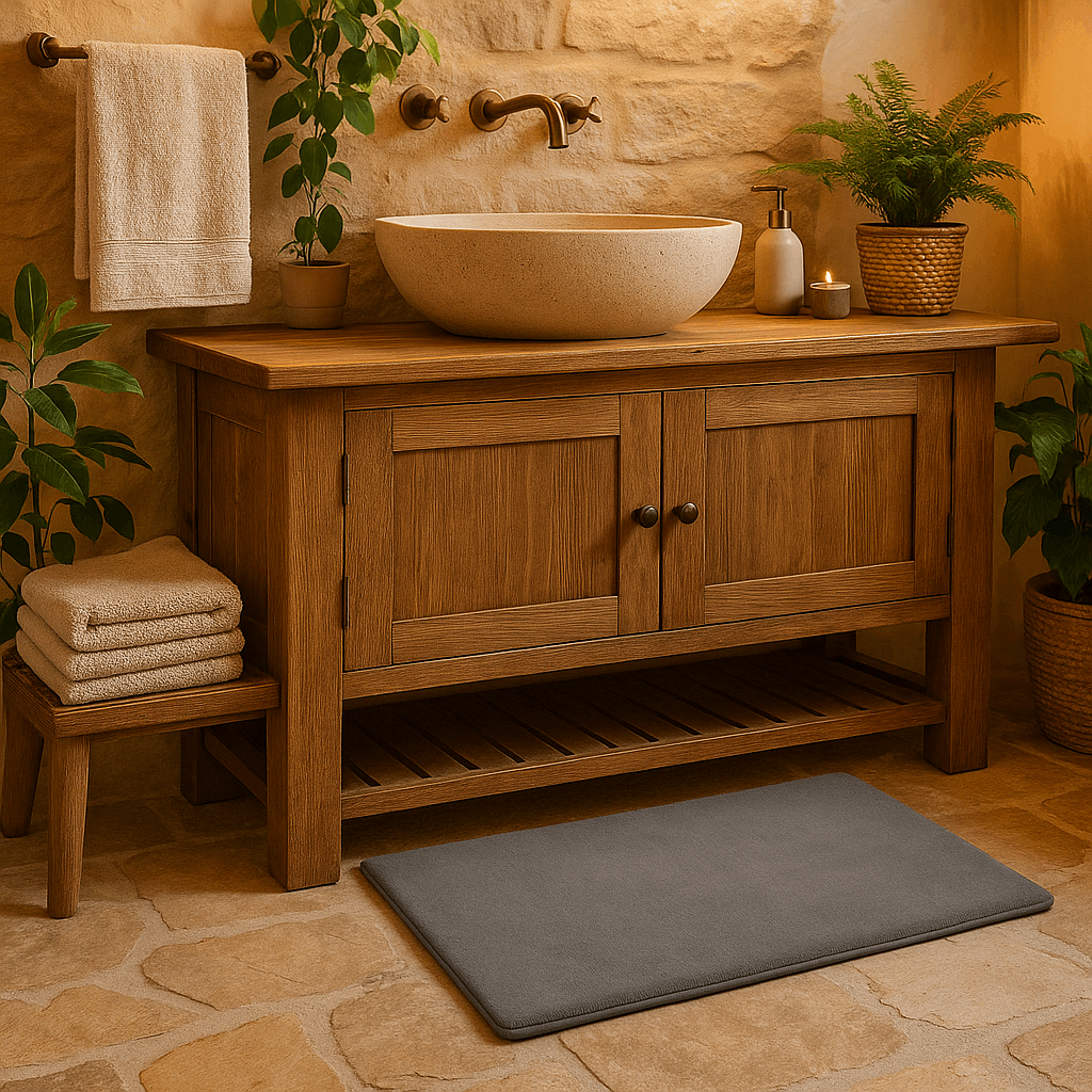 Tappeto da bagno grigio in memory foam super assorbente – Morbido e antiscivolo