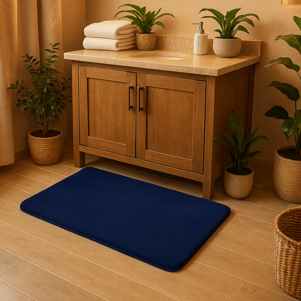 Tappeto da bagno blu in memory foam super assorbente – Morbido e antiscivolo