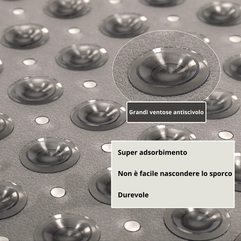 Tappeto quadrato da vasca con ventose – Antiscivolo e lavabile con fori di drenaggio