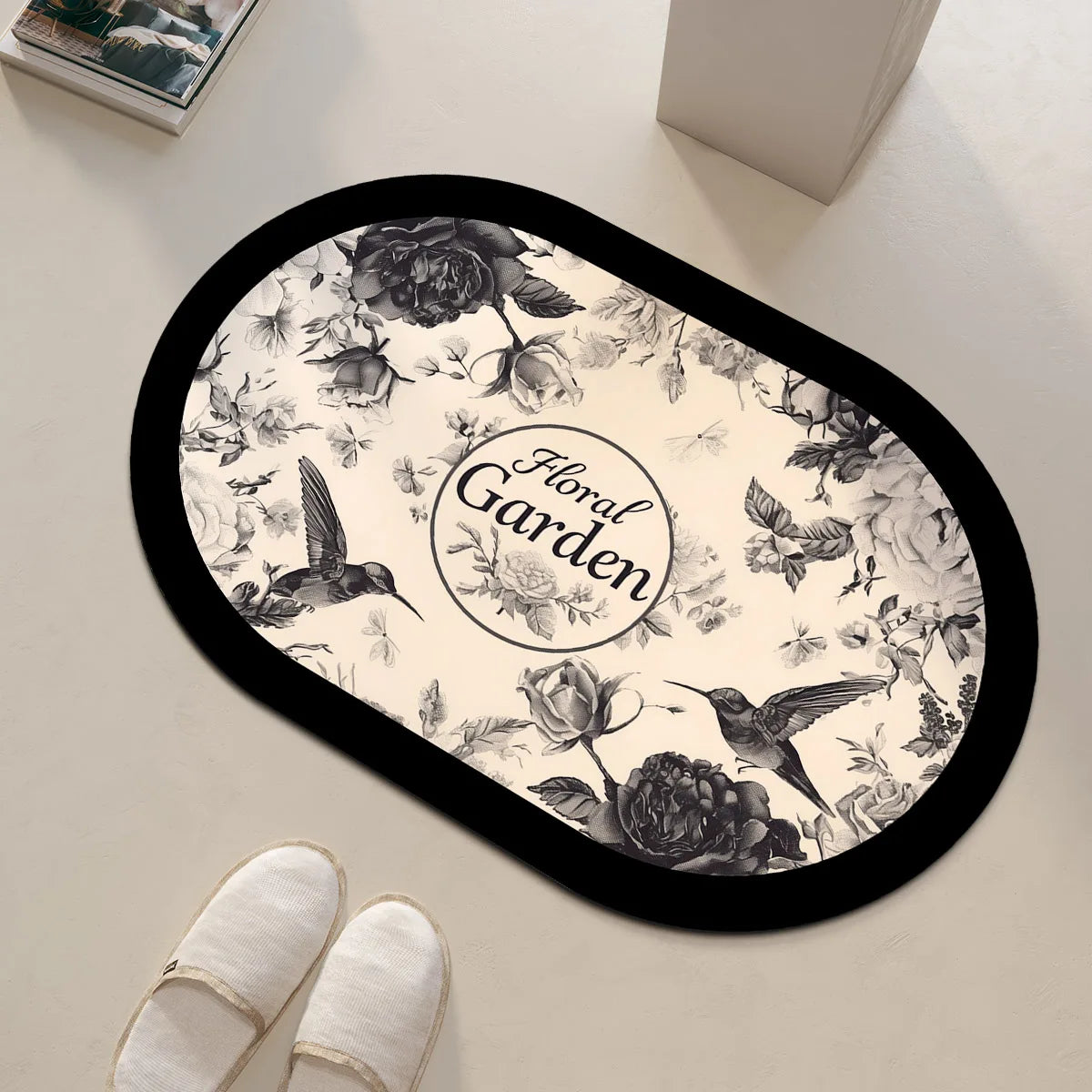 Tappeto da bagno rotondo con motivo floreale – Antiscivolo, assorbente e decorativo - Tappeti bagno e cucina