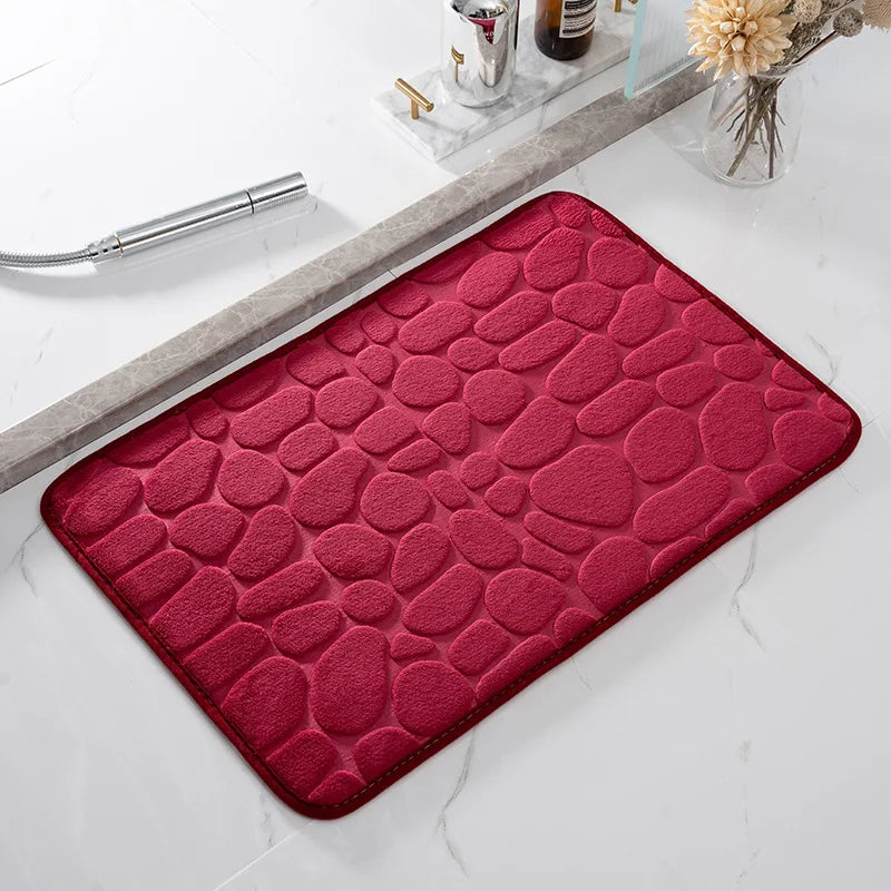 Tappeto da bagno 40 x 60 cm in memory foam con rilievo effetto ciottoli – Antiscivolo e soffice - Tappeti bagno e cucina