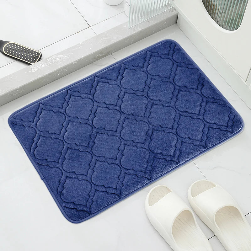 Tappeto da bagno blu a righe 40 x 60cm – Morbido, assorbente e antiscivolo - Tappeti bagno e cucina