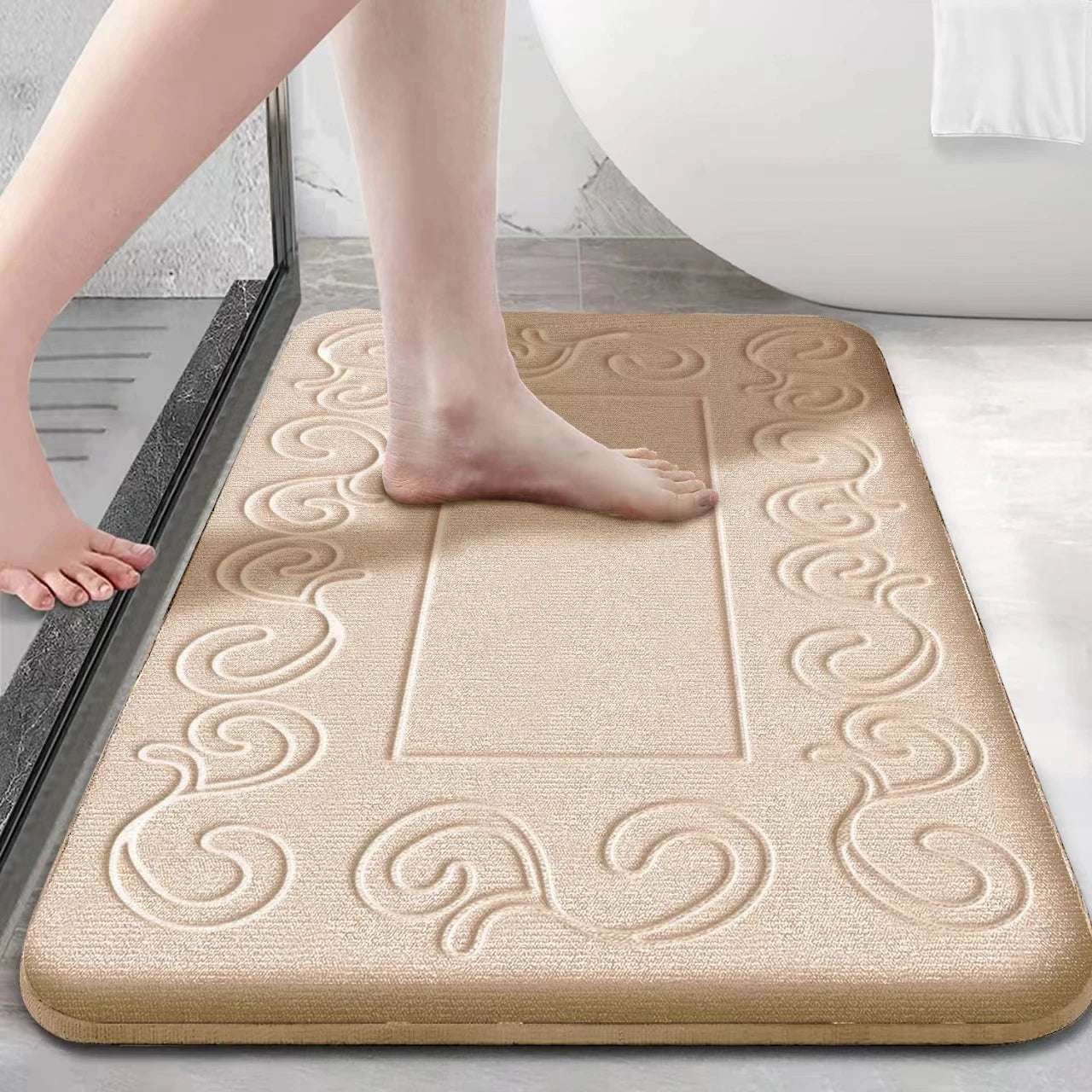 Tappeto da bagno antiscivolo moderno – Assorbente e lavabile in lavatrice