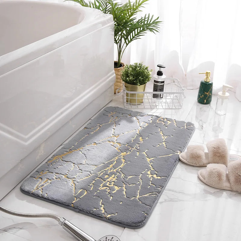 Tappeto da bagno effetto marmo in pelliccia sintetica – Morbido, decorativo e disponibile in grandi formati - Tappeti bagno e cucina