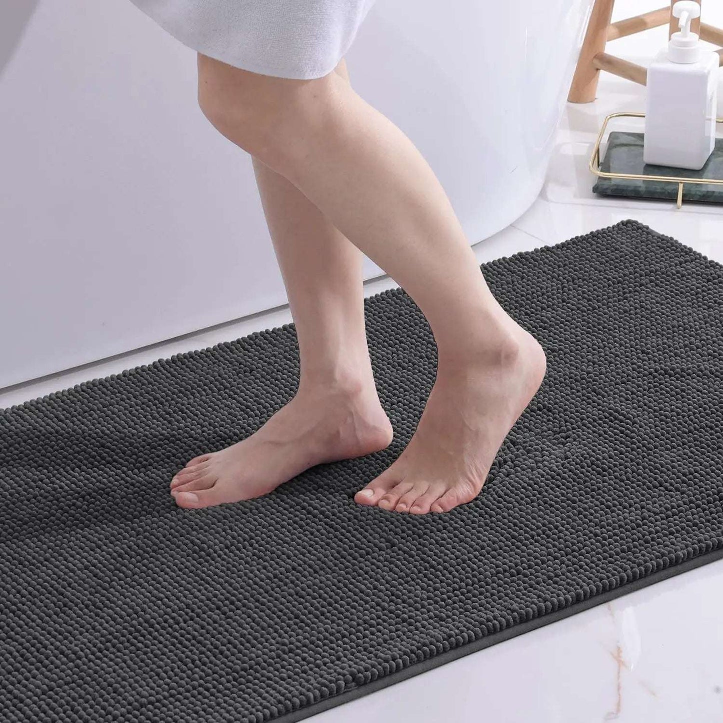 Tappeto da bagno in ciniglia spessa – Morbido, antiscivolo e lavabile