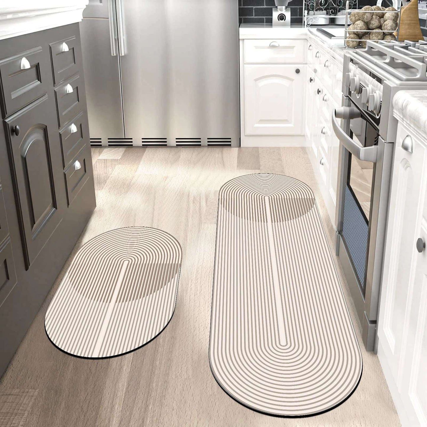 Tappeto cucina moderno in diatomite – Ovale cercho - Assorbente, antiscivolo e lavabile