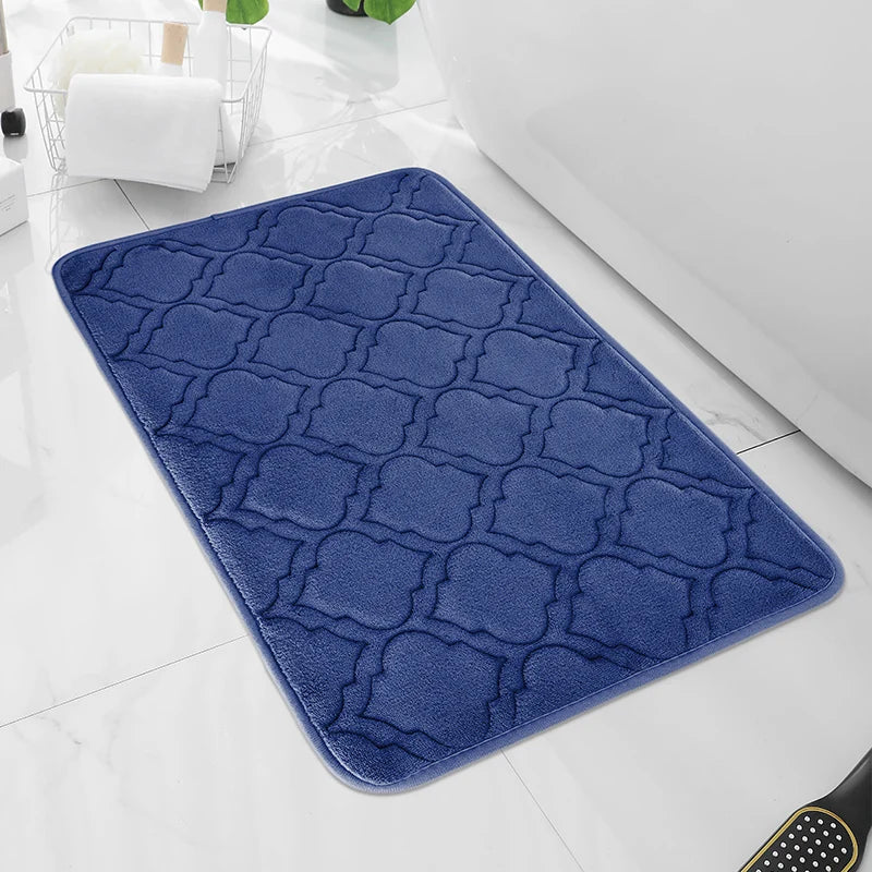 Tappeto da bagno blu a righe 40 x 60cm – Morbido, assorbente e antiscivolo - Tappeti bagno e cucina