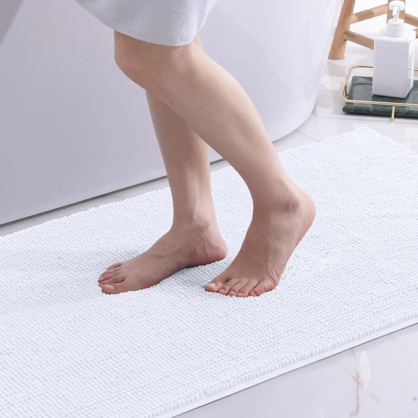 Tappeto da bagno in ciniglia spessa – Morbido, antiscivolo e lavabile - Tappeti bagno e cucina