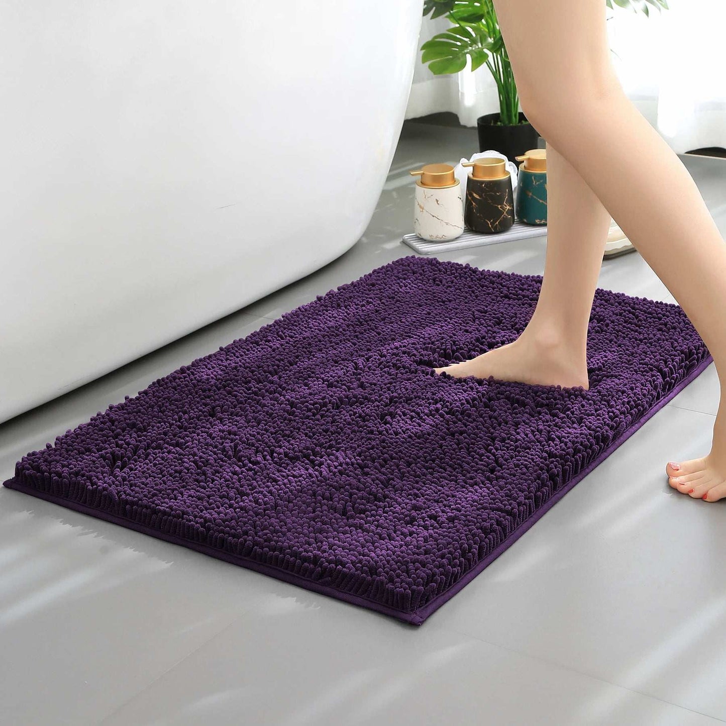 Tappeto assorbente in ciniglia lunga per bagno