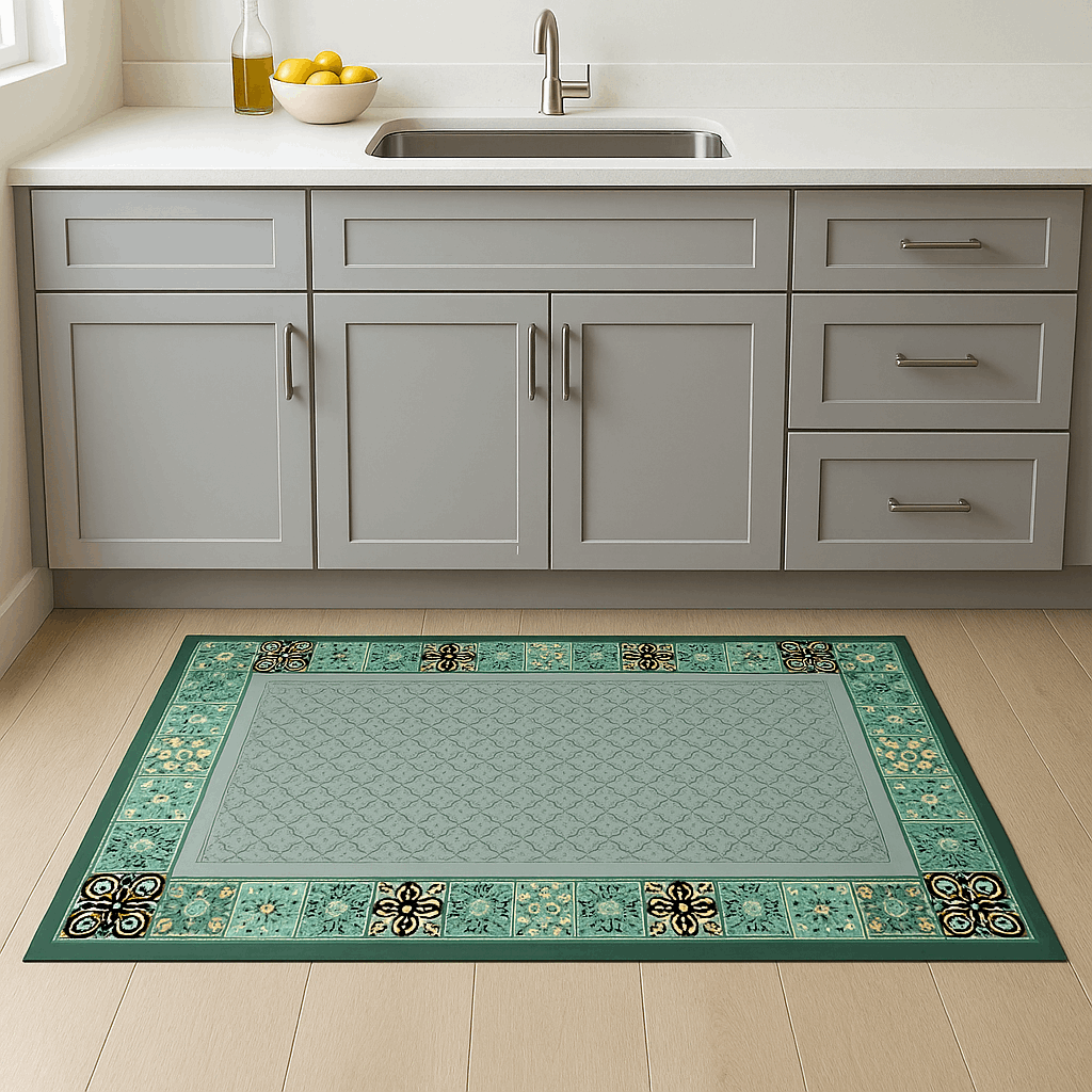 Tappeto cucina antiscivolo lungo – Disegno con foglie (1 o 2 pezzi)