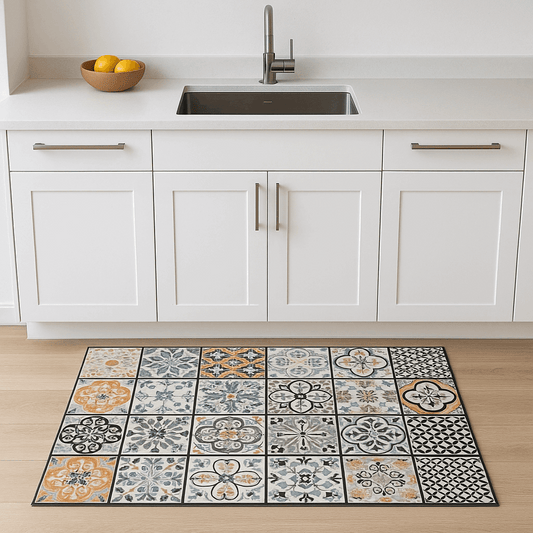 Tappeto design da cucina antiscivolo lungo – Motivo a quadri (1 o 2 pezzi)