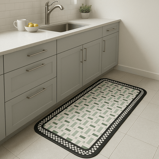 Tappeto design da cucina antiscivolo lungo – Tinta senape (1 o 2 pezzi)
