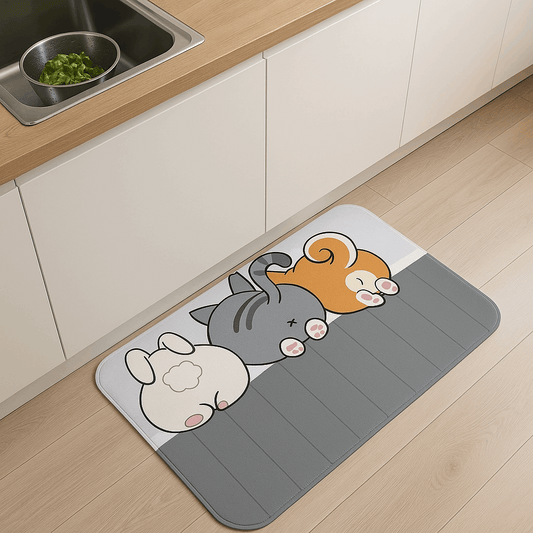 Tappeto cucina in diatomite con disegno "Macchie Tigre Grigia" – Antiscivolo, assorbente e facile da pulire