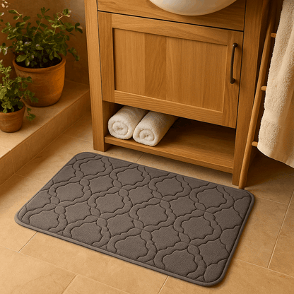 Tappeto da bagno grigio scuro a righe 40 x 60cm – Morbido, assorbente e antiscivolo