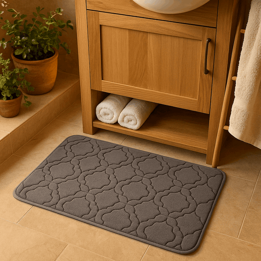 Tappeto da bagno grigio scuro a righe 40 x 60cm – Morbido, assorbente e antiscivolo