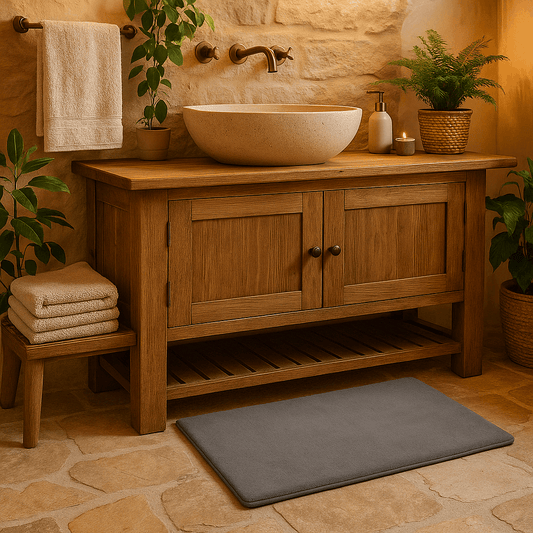 Tappeto da bagno grigio in memory foam super assorbente – Morbido e antiscivolo