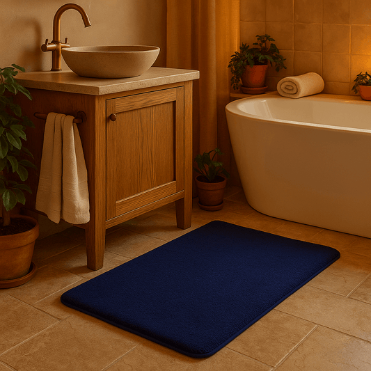 Tappeto da bagno blu in memory foam super assorbente – Morbido e antiscivolo