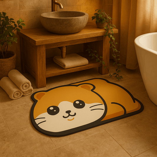Tappeto da bagno in diatomite – Assorbente e antiscivolo - Gatto Carino