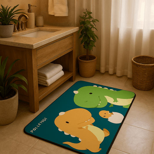 Tappeto da bagno in diatomite – Asciugatura rapida e antiscivolo - Dinosauro verde