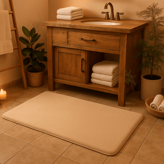 Tappeto da bagno beige in memory foam super assorbente – Morbido e antiscivolo