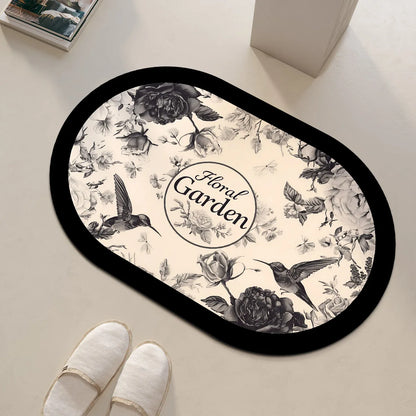 Tappeto da bagno rotondo con motivo floreale – Antiscivolo, assorbente e decorativo - Tappeti bagno e cucina