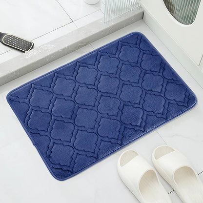 Tappeto da bagno blu a righe 40 x 60cm – Morbido, assorbente e antiscivolo - Tappeti bagno e cucina