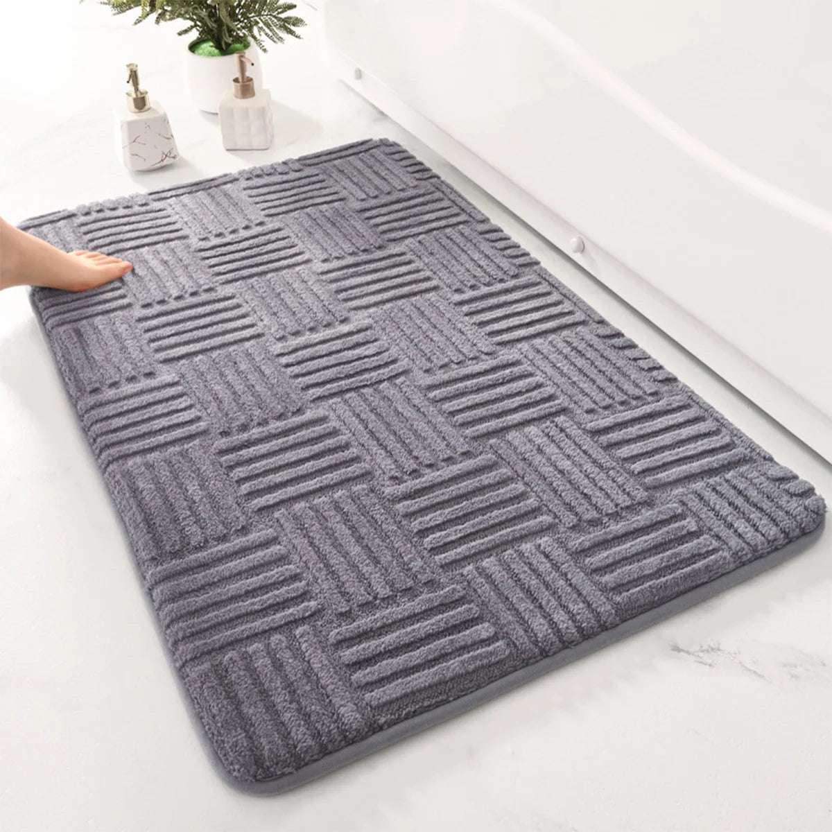 Tappeto da bagno originale a righe spesse – Assorbente, antiscivolo e antimacchia