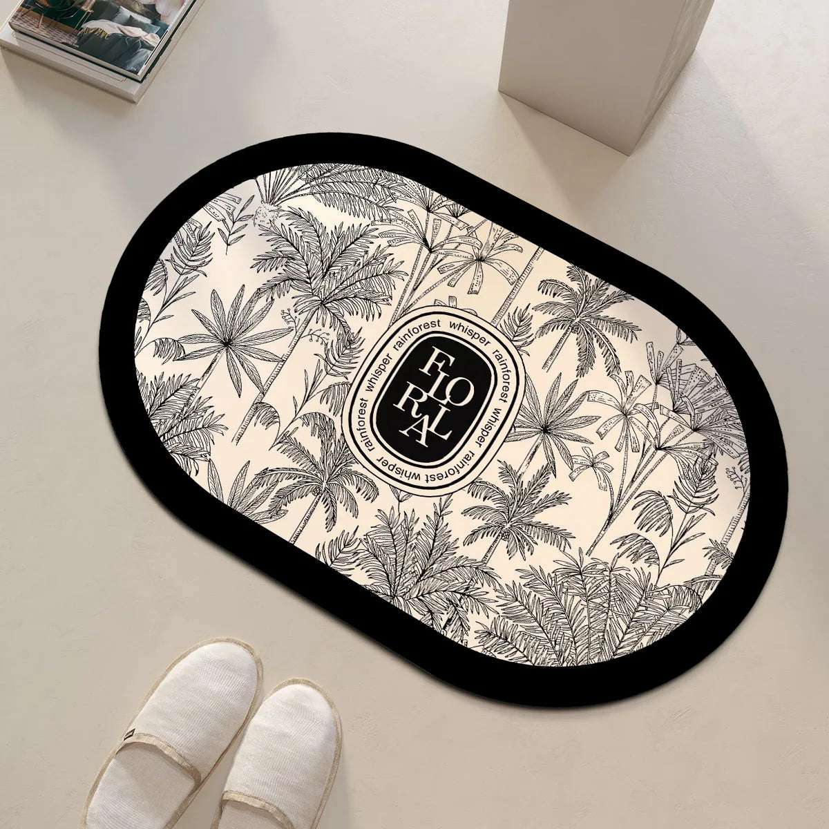 Tappeto da bagno rotondo con motivo floreale – Antiscivolo, assorbente e decorativo
