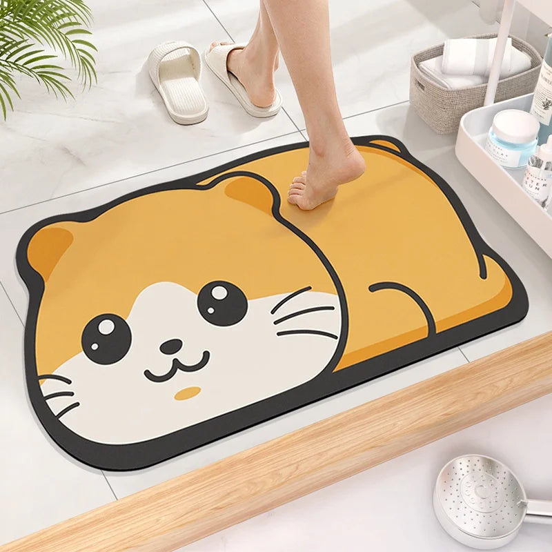 Tappeto da bagno in diatomite – Assorbente e antiscivolo - Gatto Carino - Tappeti bagno e cucina