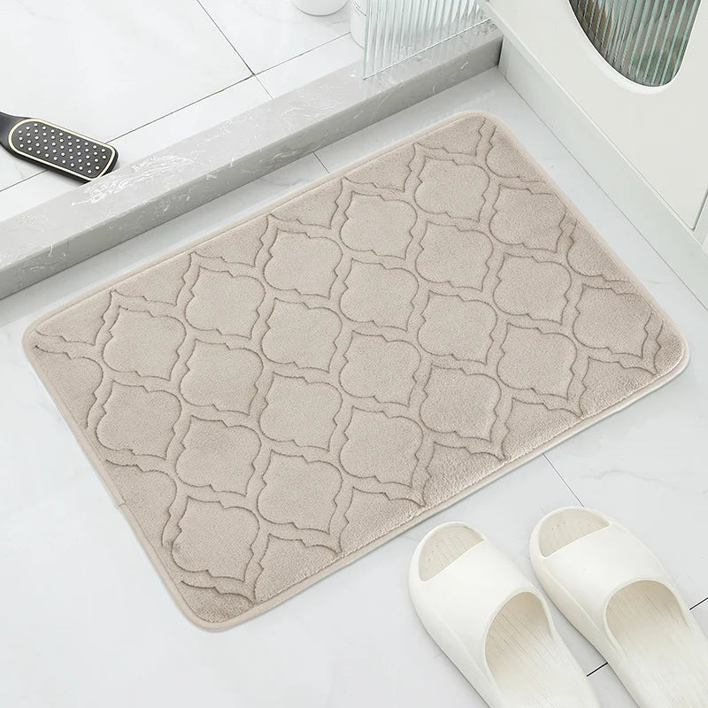 Tappeto da bagno beige a righe 40 x 60cm – Morbido, assorbente e antiscivolo - Tappeti bagno e cucina