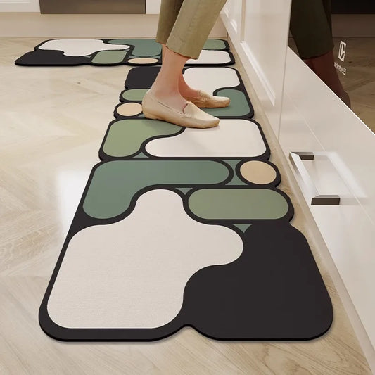 Set 1 o 2 tappeti cucina in diatomite – Forma irregolare, assorbente e antiscivolo - Tappeti bagno e cucina
