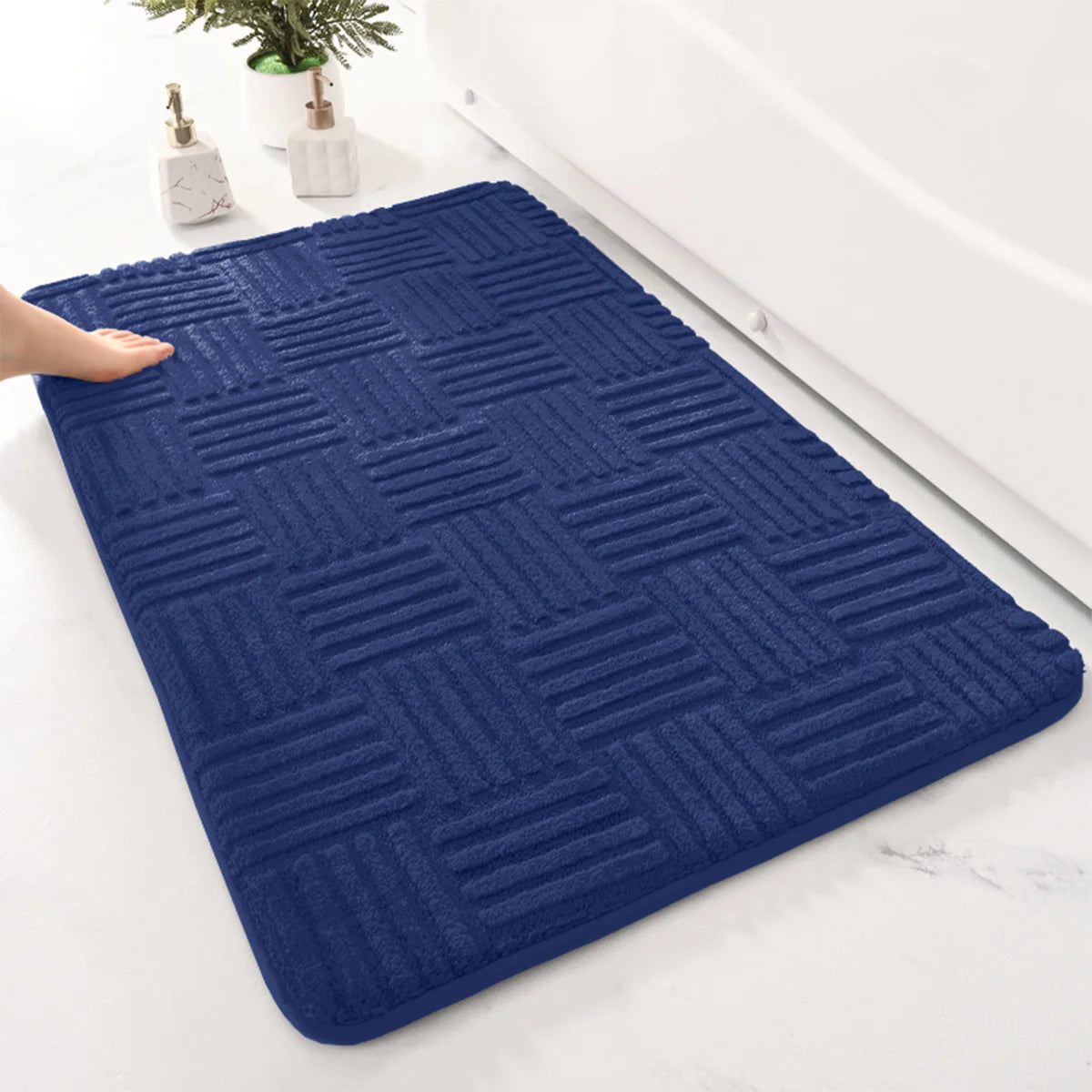 Tappeto da bagno originale a righe spesse – Assorbente, antiscivolo e antimacchia - Tappeti bagno e cucina
