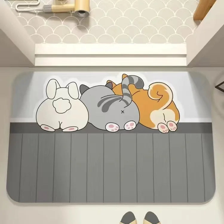 Tappeto cucina in diatomite con disegno "Macchie Tigre Grigia" – Antiscivolo, assorbente e facile da pulire - Tappeti bagno e cucina