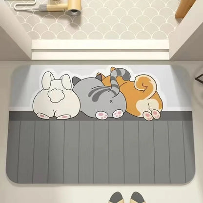 Tappeto cucina in diatomite con disegno "Macchie Tigre Grigia" – Antiscivolo, assorbente e facile da pulire - Tappeti bagno e cucina