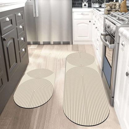 Tappeto cucina moderno in diatomite – Ovale 2 cerchi - Assorbente, antiscivolo e lavabile