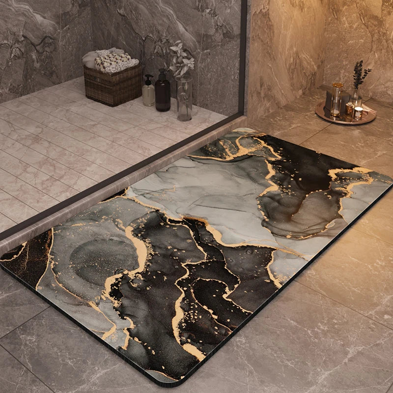 Tappeto da bagno di lusso - Marmo – Antiscivolo, assorbente e ad asciugatura rapida - Tappeti bagno e cucina