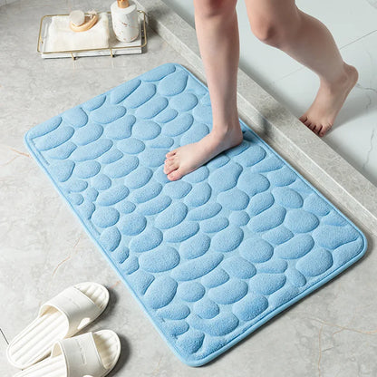 Tappeto da bagno 40 x 60 cm in memory foam con rilievo effetto ciottoli – Antiscivolo e soffice - Tappeti bagno e cucina