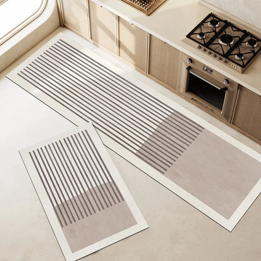 Tappeto cucina moderno in diatomite - Rettangolare scuro – Assorbente, antiscivolo e lavabile, forma allungata - Tappeti bagno e cucina