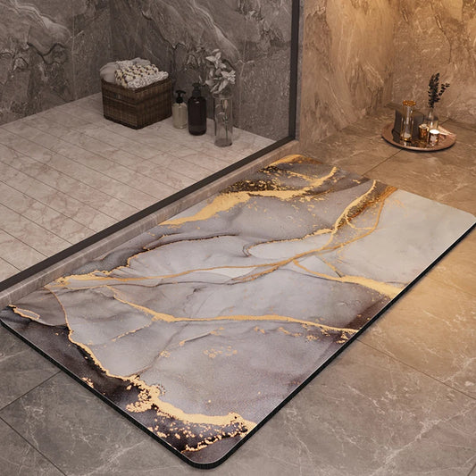 Tappeto da bagno di lusso - Marmo – Antiscivolo, assorbente e ad asciugatura rapida - Tappeti bagno e cucina
