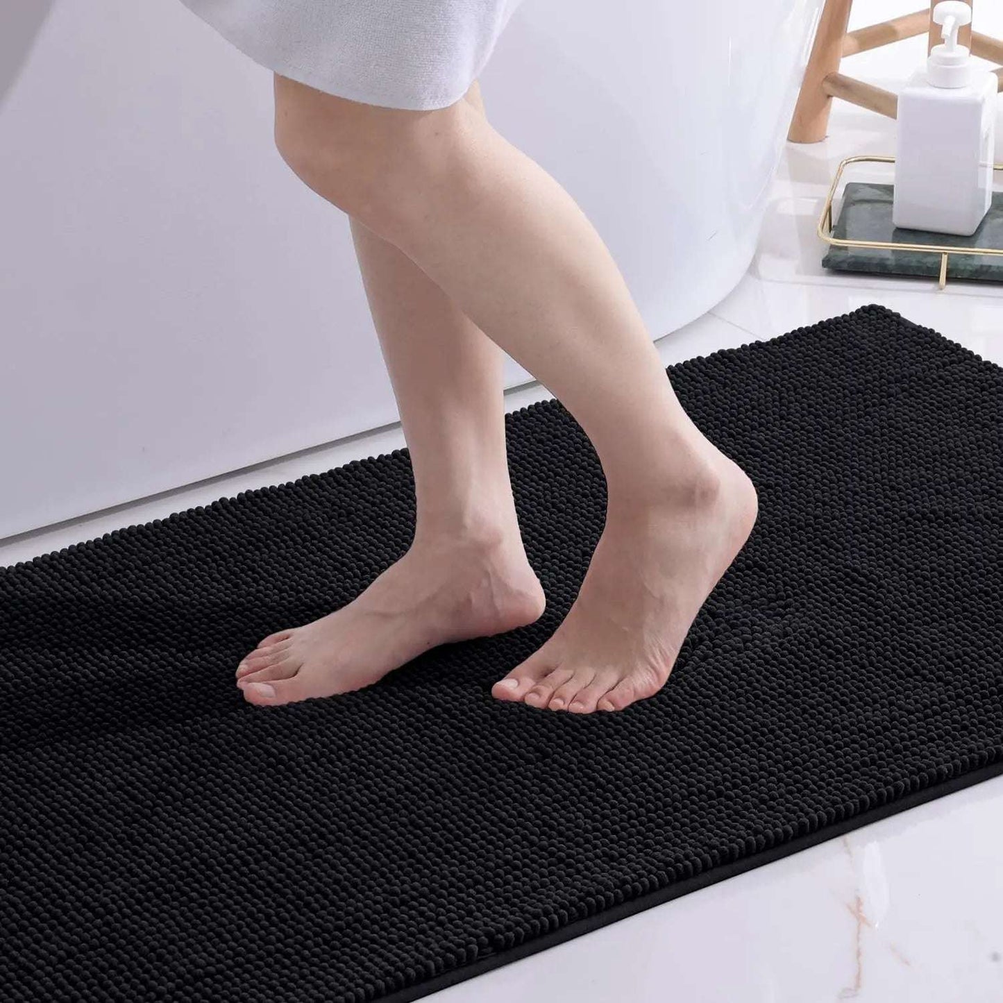 Tappeto da bagno in ciniglia spessa – Morbido, antiscivolo e lavabile