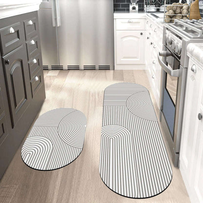 Tappeto cucina moderno in diatomite – Ovale multi cerchi - Assorbente, antiscivolo e lavabile