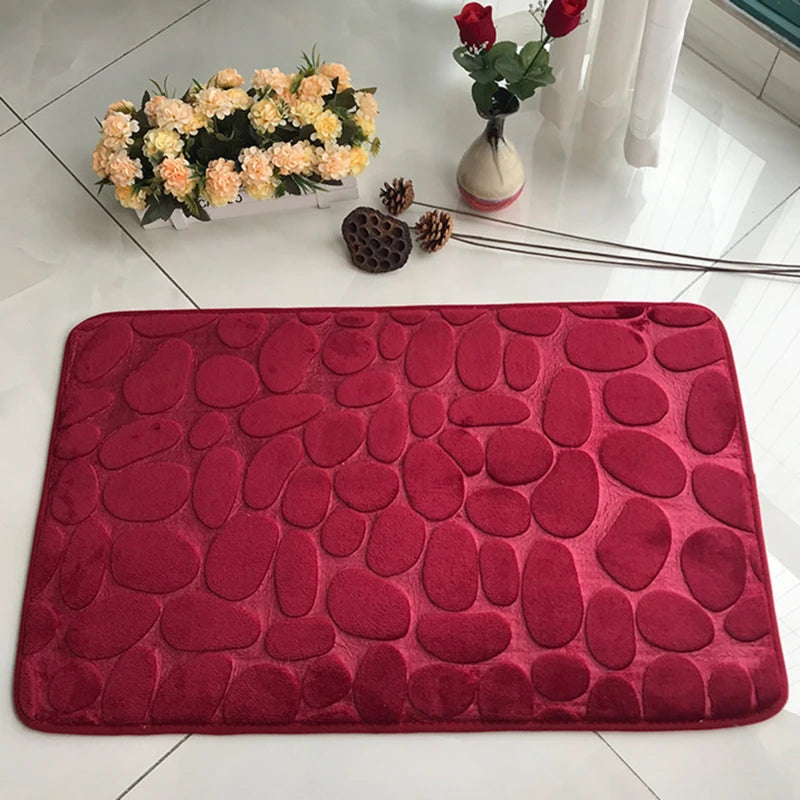Tappeto da bagno 40 x 60 cm in memory foam con rilievo effetto ciottoli – Antiscivolo e soffice - Tappeti bagno e cucina