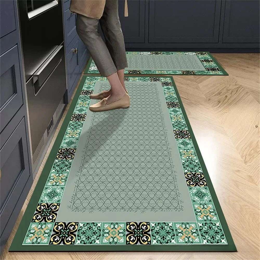 Tappeto cucina antiscivolo lungo – Disegno con foglie (1 o 2 pezzi)