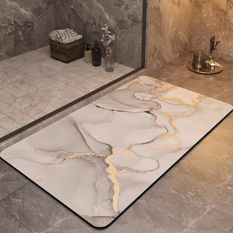 Tappeto da bagno di lusso - Marmo – Antiscivolo, assorbente e ad asciugatura rapida - Tappeti bagno e cucina
