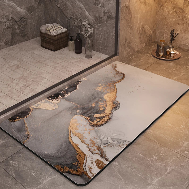 Tappeto da bagno di lusso - Marmo – Antiscivolo, assorbente e ad asciugatura rapida - Tappeti bagno e cucina