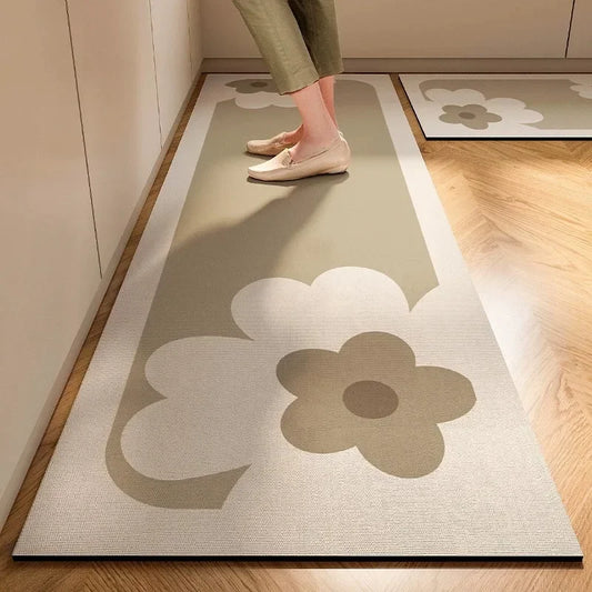Tappeto da cucina stile giapponese in diatomite - Fiori – Antiscivolo, assorbente e facile da pulire - Tappeti bagno e cucina