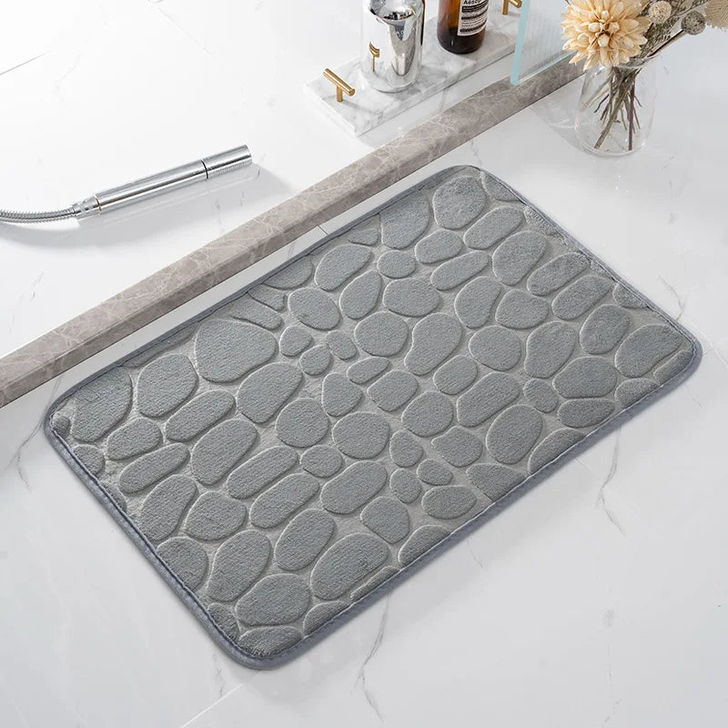 Tappeto da bagno 40 x 60 cm in memory foam con rilievo effetto ciottoli – Antiscivolo e soffice - Tappeti bagno e cucina