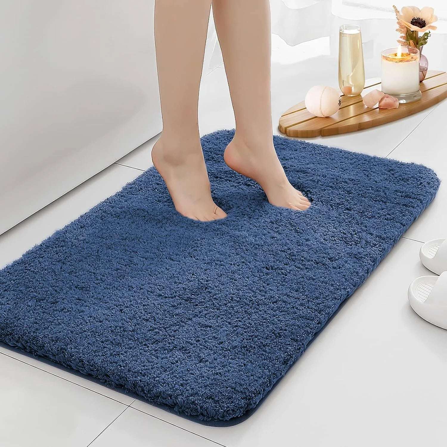 Tappeto da bagno grande antiscivolo in microfibra a pelo lungo – Lavabile in lavatrice